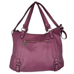 Coach Alexandra Tumbled Leather Purse Magenta F17566 Crossbody Satchel Classic